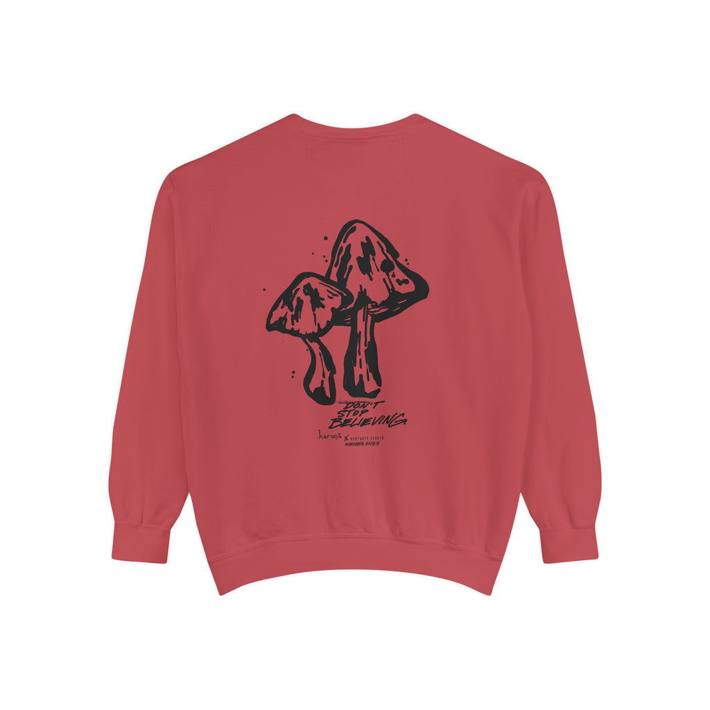 Karuna text, Mushroom illustration Sweatshirt | Spiritual Sanskrit, Botanical