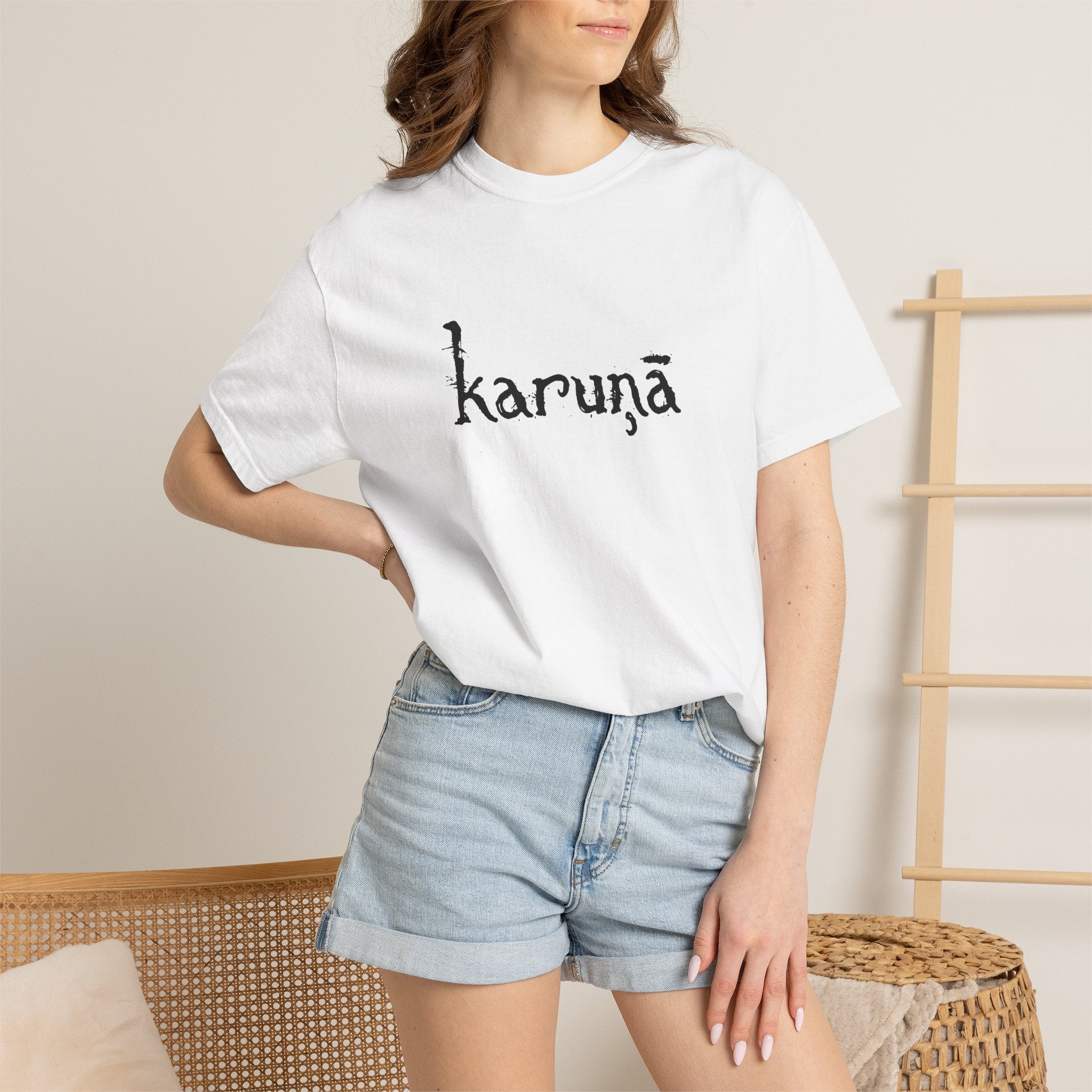 Karunā Script T-shirt | Back Mushroom Illustration