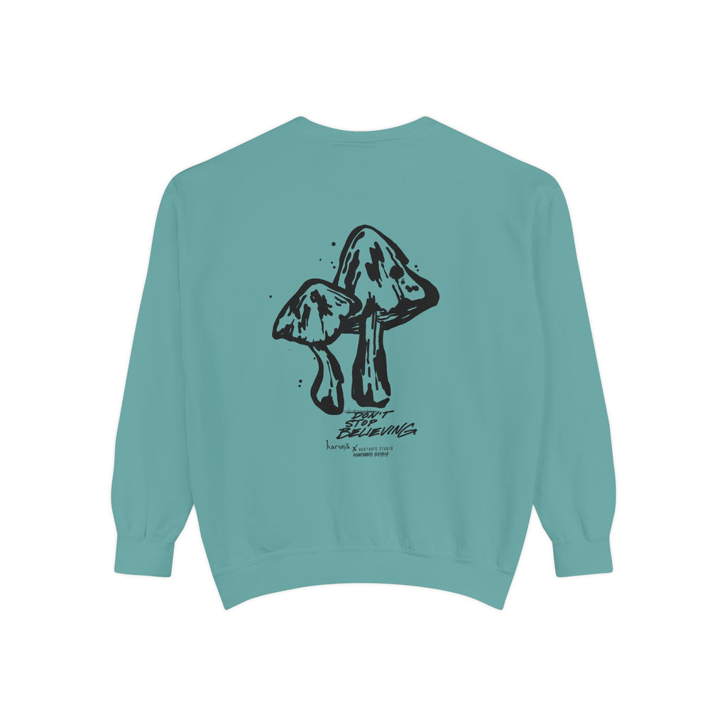 Karuna text, Mushroom illustration Sweatshirt | Spiritual Sanskrit, Botanical