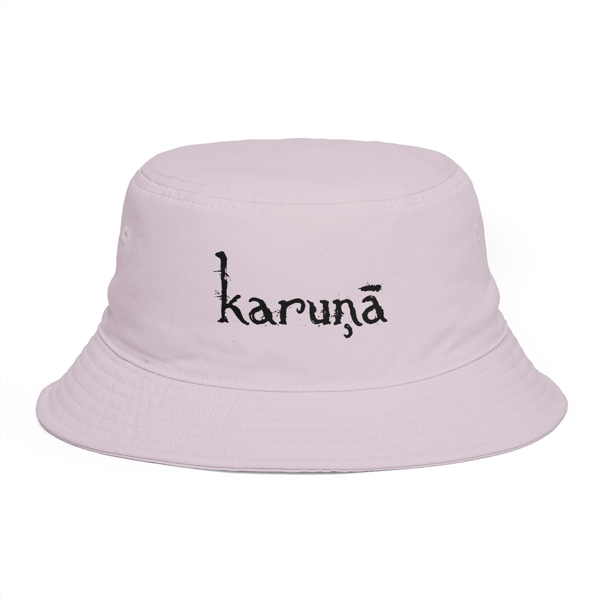 karuṇa script Bucket Hat | Sanskrit Compassion embroidery, brown