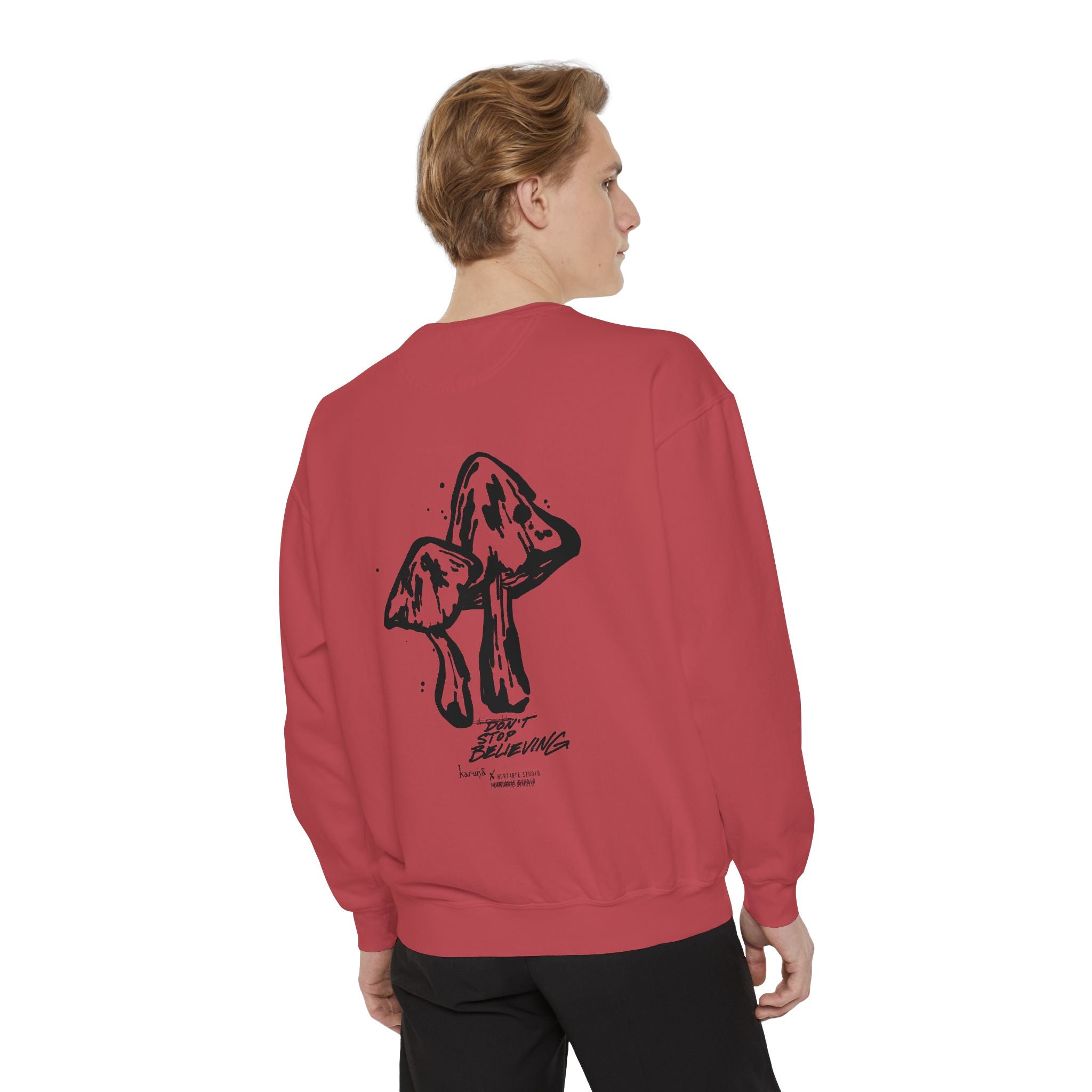 Karuna text, Mushroom illustration Sweatshirt | Spiritual Sanskrit, Botanical