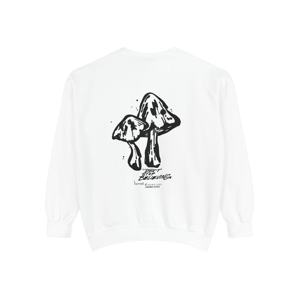 Karuna text, Mushroom illustration Sweatshirt | Spiritual Sanskrit, Botanical