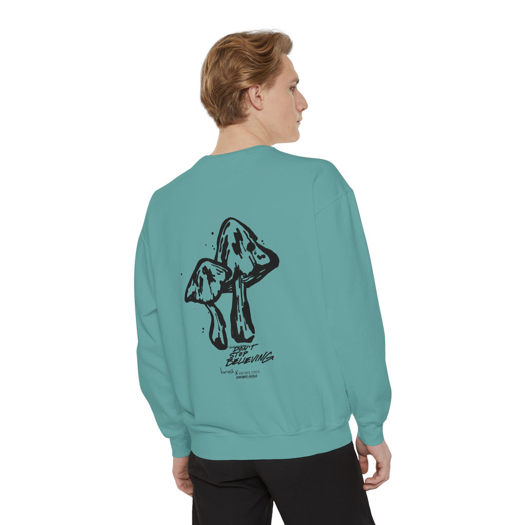 Karuna text, Mushroom illustration Sweatshirt | Spiritual Sanskrit, Botanical